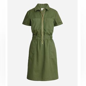 J. Crew Olive Green Zip Front Chino Dress